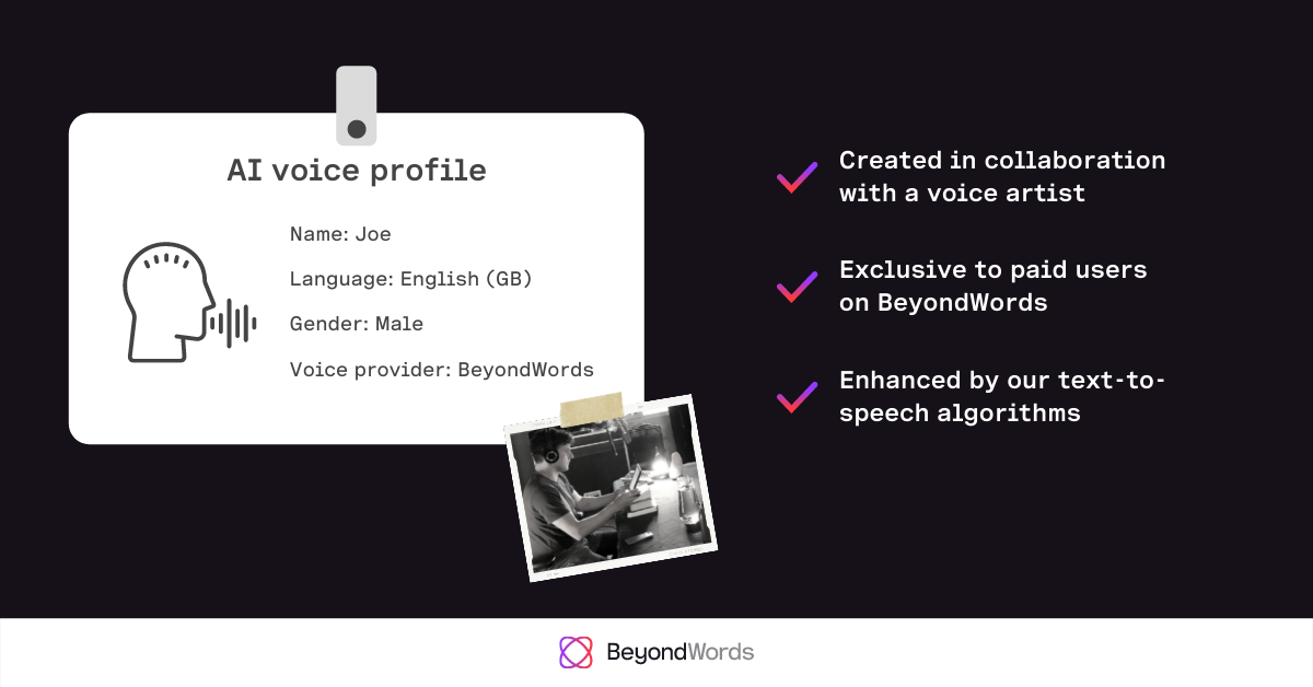 Meet Joe, the AI voice artist exclusive to BeyondWords