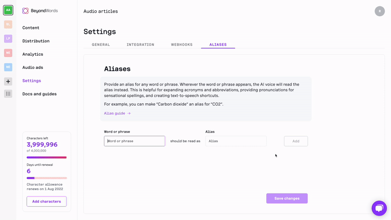 Changelog: Aliases, pending review, ad positioning & more