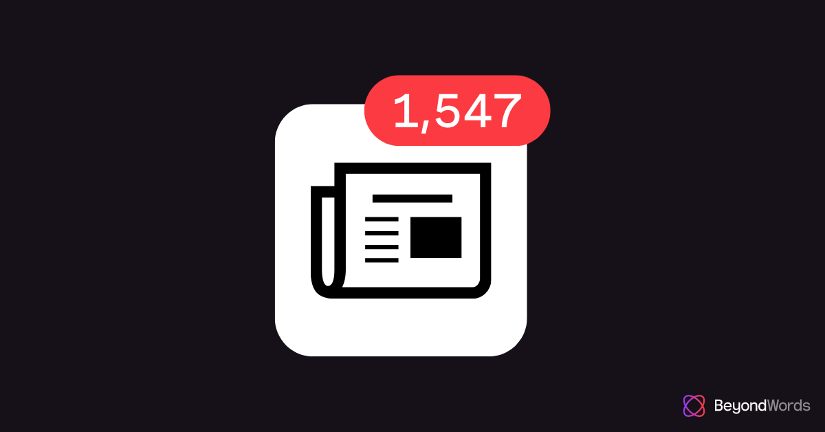 Illustration of news app with 1,547 notifications